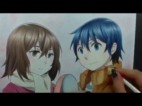 Speed Drawing - Fujinuma Satoru and Hinazuki Kayo (Boku Dake ga Inai Machi)