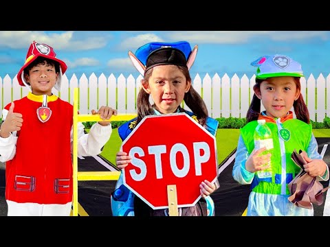 Maddie's Paw Patrol Traffic Jam Backyard Adventures!