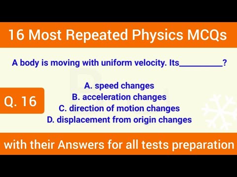 16 most repeated physics MCQs with their answers for all tests preparation