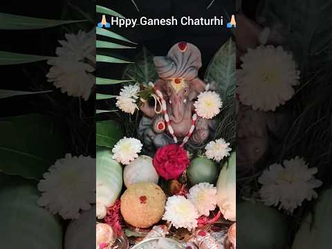 Happy Ganesh Chaturhi My friends & Family members // Eco Friendly Ganesha With Flowers 🌼🌹🌿🙏🏻#shorts