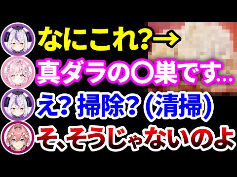 こよりの持ってきた食材をラプちゃんに説明するも、ぎこちなくなる一同【博衣こより/ラプラス・ダークネス/鷹嶺ルイ/沙花叉クロヱ/風真いろは/ホロライブ切り抜き】