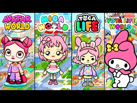 MELODY / HELLO KITTY / in the versions TOCA LIFE WORLD, AVATAR WORLD, MIGA WORLD E PIPI WORLD