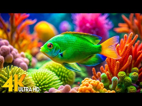 Aquarium 4K VIDEO (ULTRA HD) 🐠 Beautiful Coral Reef Fish - Relaxing Sleep Meditation Music