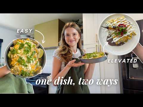 EASY VS ELEVATED: make (protein-packed) enchiladas with me *two ways* (one simple/one from scratch)