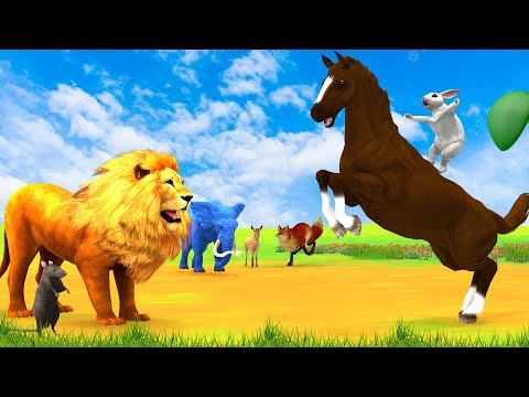 खरगोश घोड़ा की सवारी और जंगल में शेर पार्टी Clever Rabbit Horse Ride and Lion Hindi Kahani