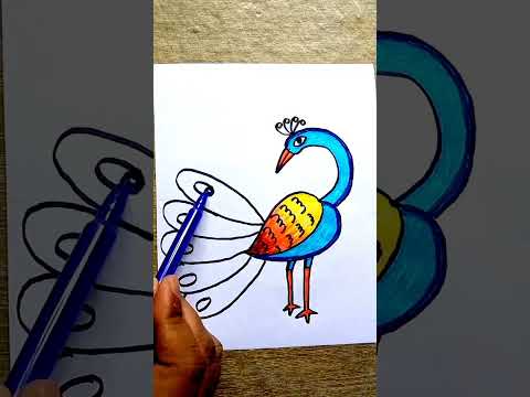 peacock drawing easy for beginner step by step from 3 number #viralvideo#peacock #easyartwithbiplab