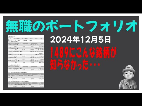 無職のポートフォリオ 2024年12月5日 1489にこんな株が