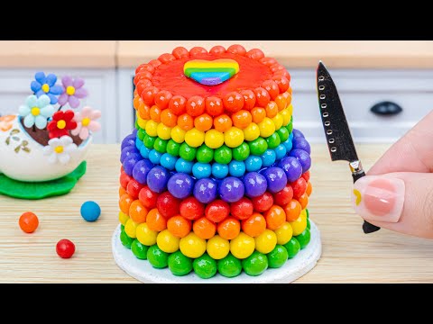 How To Make Beautiful Miniature Colorful Cake 🌈 Miniature Rainbow Cake Decorating by Lotus Cakes