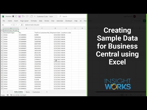 Creating Sample Data for Business Central using Excel