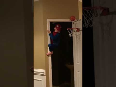 Spider-Man style basketball slam dunk! #shorts #spiderman