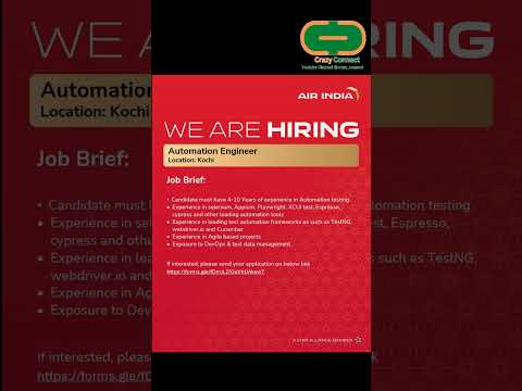 We are hiring Automation Engineer for Kochi