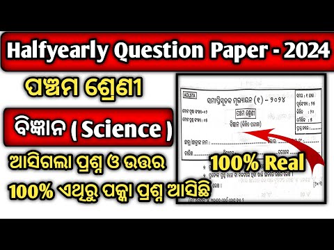 Class 5 Halfyearly Question Paper 2024 Science || 5th Class Halfyearly Question Paper 2024 Science