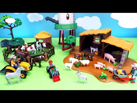 Playmobil Farm and Barnyard Animal Figurines - Horses Cattle Chickens