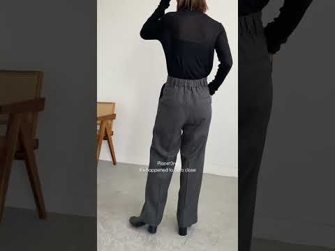 ウールライクヘリンボーン ストレートパンツ　Gray