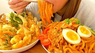 深夜にビビンうどんと天ぷらを爆食する罪な夜【飯テロ】