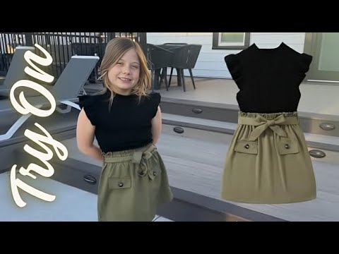 OYOANGLE Girl's 2 Piece Outfits Rib Knit Ruffle | Try On