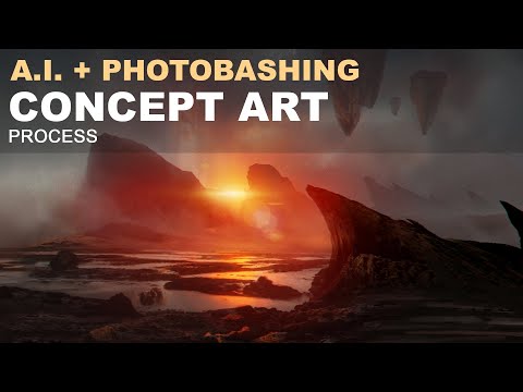 Create Epic concept art using A.I. and Photobashing | nvidia GauGAN + Photoshop | Beginner Tutorial