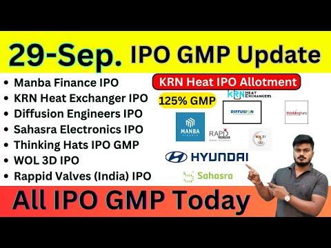 KRN Heat Exchanger IPO ALLOTMENT | Diffusion Engineers IPO | Sahasra Electronics IPO | All IPO GMP