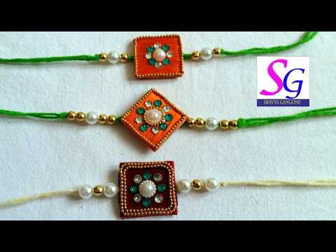 rakhi making with silk thread and stones |  how to make rakhi