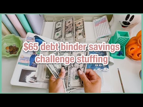 $65 debt binder stuffing | savings challenges | scratch offs & roll the dice | budgetwithamanda