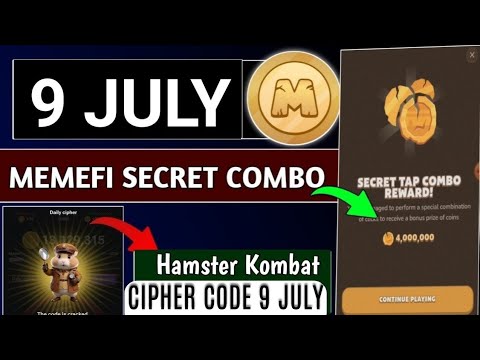 🛑 9 July Memefi Secret Combo For All Level | Memefi Secret Code | 9 July Hamster Kombat Cipher Code🔥