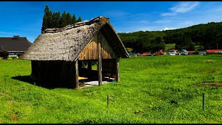 [Japanese village] Beautiful summer rural scenery [Thatched roof] [Rice field] [Cicada voice]