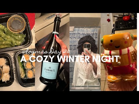 Vlogmas Day 20: Cozy Night In| sushi, body scrubs, wine🍷