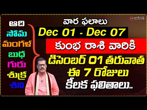 kumba rashi december 01 to 07 weekly horoscope | Dec 01st to Dec 07th kumba Rashi varaphalalu