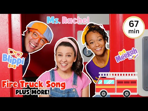 Blippi and Ms Rachel Fire Truck Song and Wheels on the Bus - Nursery Rhymes and Kids Songs