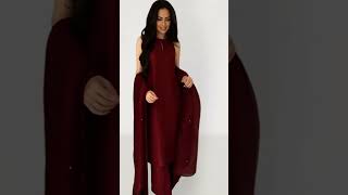 Maroon silk formal 3 piece outfitA stylish and sophisticated evening dress #modernattire #perfect