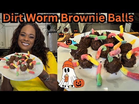 Halloween Dirt Worm Brownie Balls