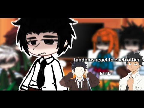 | fandoms react to each other |part 4/5|genshin,danganronpa,silent voice,demon slayer,yttd | 🇷🇺/🇬🇧 |