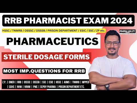 RRB PHARMACIST QUESTIONS / STERILE DOASGE FORMS MCQS / PHARMACEUTICS MCQS FOR RRB PHARMACIST EXAM