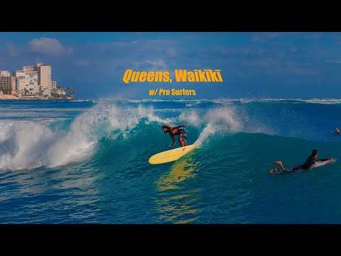 Pro Surfers Take Over Huge Waves in Waikīkī | Close up drone footage 4k