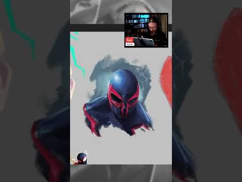 Painting Spiderman 2099 for the Magma Clubhouse drawing hangout Shorts