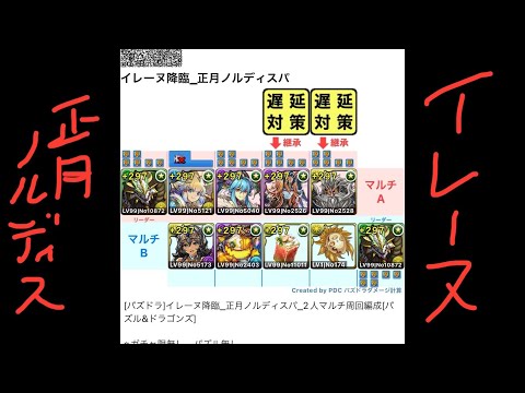 [パズドラ]イレーヌ降臨_正月ノルディスパ_2人マルチ周回編成[パズル&ドラゴンズ]