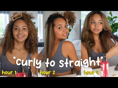 STRAIGHTENING MY CURLY HAIR TO GLOW UP *Extreme Transformation*