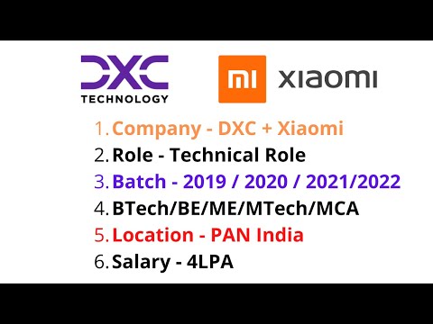 Dxc technology |  Associate Software Engineering | Xiaomi | Btech | BCA | 2021 | OFF CAMPUS