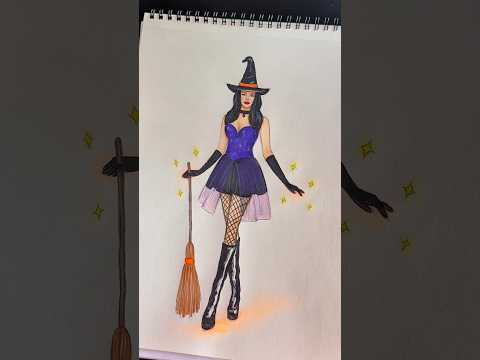 Witch Drawing 🧙🏻‍♀️🎃🔮✨ #halloween #halloweendrawing #happyhalloween #witch