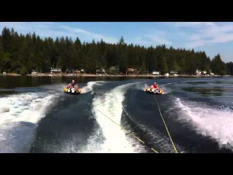 Battle tubing on Mason Lake.