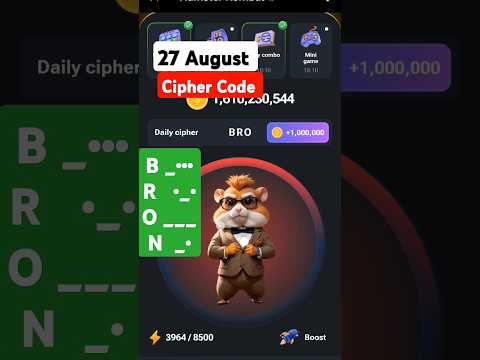 #27 August Cipher Code Hamster Kombat Today daily reward Delhi cyber code Daily Combo