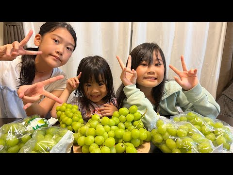 【激うま】ブドウ食べるならこれ！！鹿児島の実家から送られてきた、シャインマスカット！！これを食べなきゃ今年は終わらない！！