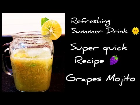 🍇Grapes Mojito | Refreshing Summer Drink | 2 mins recipe | Delicious Mocktail Drink 🍹