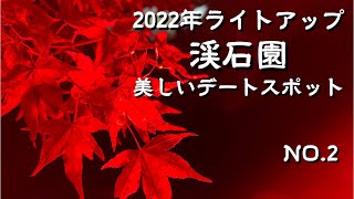 大分県中津市　期間限定の美しい色の光と水の音が織りなす幻想的な世界　紅葉も楽しめるデートスポットに最高の日本庭園　耶馬渓渓石園　アラフィフ夫婦の楽しみ方　japan onsen