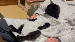 あったかいんだから〜♪【猫と着る毛布】　Wearable blanket for me and my cat to share