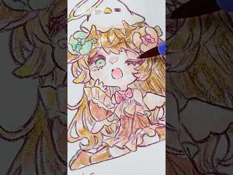 【透明水彩】🦌👼ねむねむなシカ天使ちゃんを塗るメイキング🎨🦜#Shorts  #illustration #イラスト