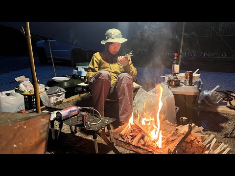 キャンプ！雨キャンプで、なーむポクポク楽しい二人キャンプ