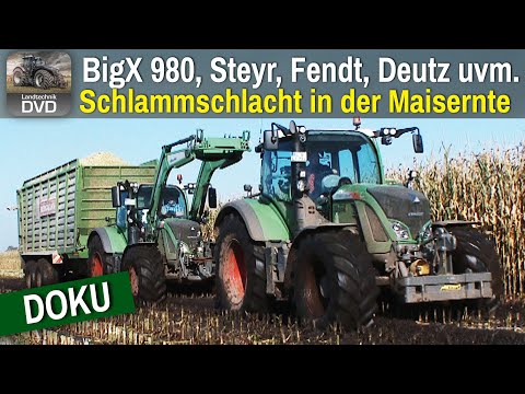 DOKU Schlammschlacht in der Maisernte - BigX 980, Steyr, Fendt, Deutz uvm.