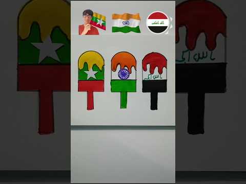 Iraq 🇮🇶 India 🇮🇳 And Myanmar 🇲🇲 Flag Drawing | Independence day Art | #shorts #shortfeed