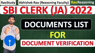 SBI CLERK (JA) 2022 DOCUMENTS VERIFICATION |  SBI CLERK DOCUMENTS LIST | ABHISHEK RAO SIR